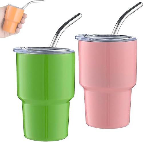 INXKED 2PCS Mini Tumbler Shot Glass with Straw, 2023 New Tumbler Shot Glasses Set, Mini 2oz Shot Glass Tumbler With Straw & Lid, mini tumbler shot glass For Party, Travel, Camping (F) von INXKED