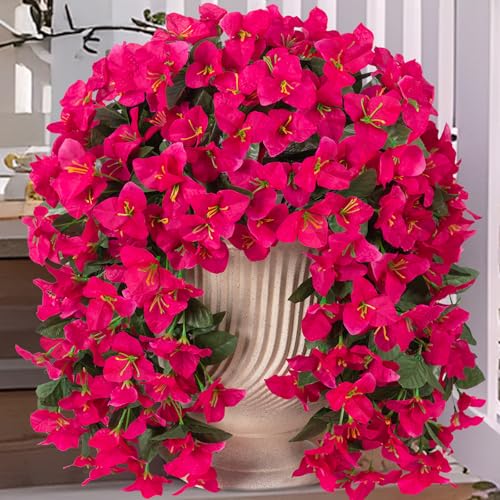 INXUGAO Künstliche Bougainvillea-Blumen für den Außenbereich, Sommerdekoration, künstliche Seide, UV-beständig, Lange hängende Reben für Haustür, Veranda, Pflanzgefäß, Balkon, 2 Stück (lila Rosenrot) INXUGAO Künstliche Bougainvillea-Blumen für den Außenbereich, Sommerdekoration, künstliche Seide, UV-beständig, Lange hängende Reben für Haustür, Veranda, Pflanzgefäß, Balkon, 2 Stück (lila Rosenrot) von INXUGAO