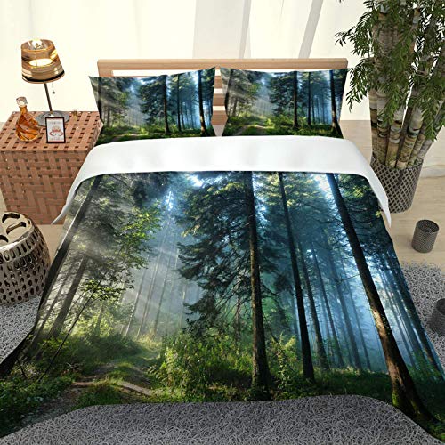 INYTJX Bettwäsche 200X200Cm Wald Sonnige Landschaft Bettwäsche Set 3 Teilig - 1 Bettbezug + 2 Kissenbezug,100% Mikrofaser,3D Digital Print Bettwäsche，Bettwäsche-Set · Teenager Und Erwachsene von INYTJX