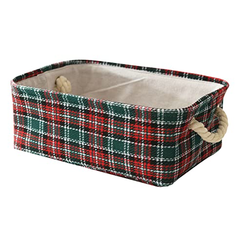 Weihnachtsbaumschmuck-Aufbewahrungsbox: Organisator für Weihnachtsdekoration, Weihnachtskorb für Kinder, zusammenklappbare Geschenkkörbe, leerer Bauernhof-Aufbewahrungskorb (grünes Karomuster) von INough