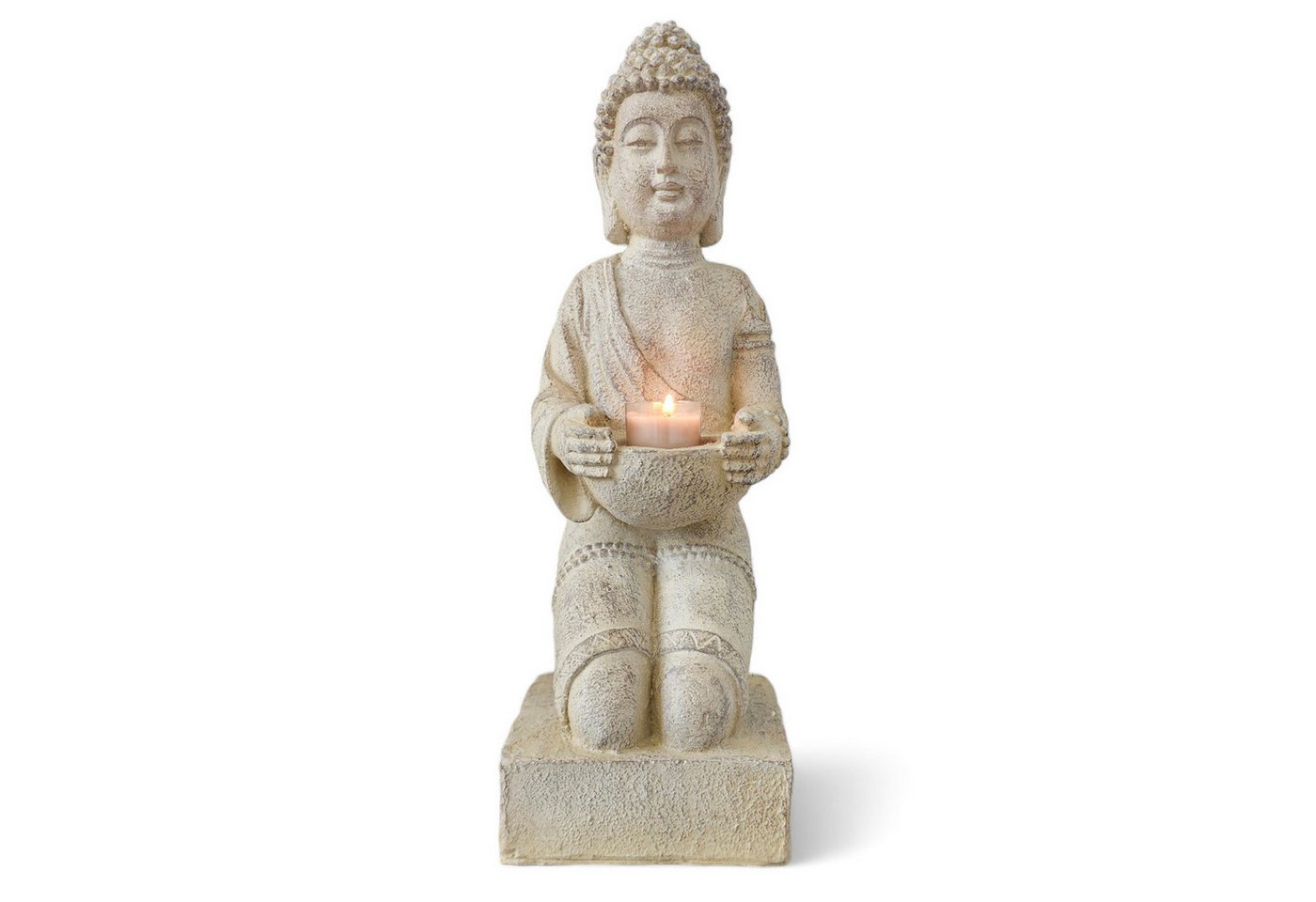 INtrenDU Buddhafigur Buddha Statue mit Teelichthalter creme 42cm von INtrenDU