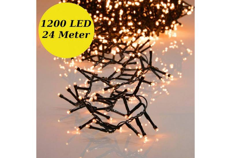 INtrenDU LED-Lichterkette Lichterkette EXTRA warmeiß 1200LED, 1200LED 24m, mit 8 Programmen und Memoryfunktion von INtrenDU