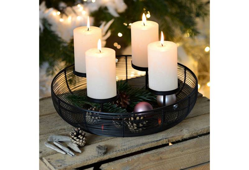INtrenDU Tischkerzenhalter Adventskranz Metall schwarz 36cm von INtrenDU