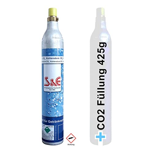 CO2 Zylinder | Kartusche 425 g Kohlensäure für bis zu 60l Sprudelwasser geeignet für Soda-Stream und weitere Wasser-Sprudler | in Deutschland befüllt von Bluecraft