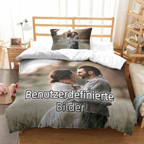 IOFEER Personalisiert Bettwäsche 3D Print Foto Bettwäsche Mit Eigenem Foto,DIY 3teilig Microfaser Personalisierte Geschenk-Idee/Bettbezug Mit Eigenem Foto Kissenbezug Single（135x200cm） von IOFEER