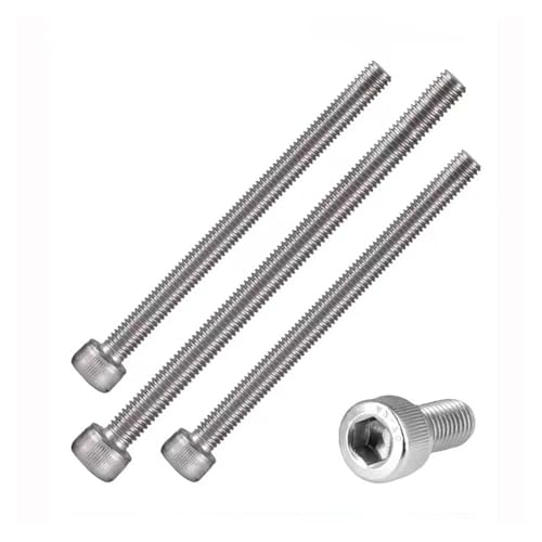 IOFIT M3 M4 M5 M6 M8 Lange gerändelte Innensechskantschraube DIN912, Innensechskantschraube 120 mm, 150 mm, 160 mm, 180 mm verlängern (Color : Silver, Size : M5x200 (1pcs)) von IOFIT