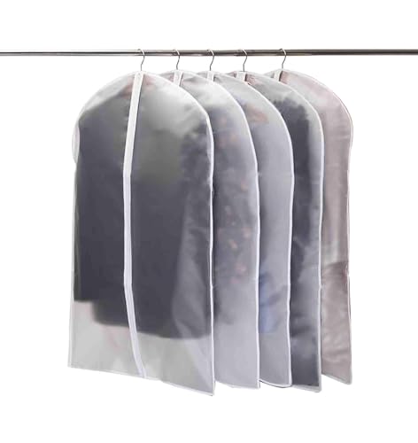 Kleidersack Anzug 5 Stück Hochwertiger Kleidersäcke, Transparent 60x140 cm Atmungsaktiver Stoff, für Anzüge Kleider Mäntel Sakkos Hemden Abendkleider Anzugsack Aufbewahrung Kleiderhülle von Giaeyhm