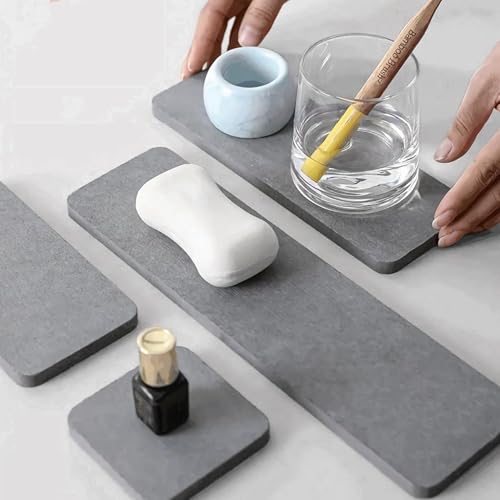 IOIUSKKU 5 Paket/los Wasser Absorbierenden Stein Leicht Zu Reinigen Waschbecken Organizer Praktische Regal Absorbierende Stein Tablett rutschfeste Kieselgur von IOIUSKKU