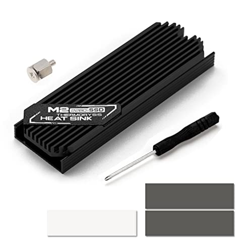 IOIUSKKU M.2 SSD Kühlkörper Solid State Festplatte Aluminium Laufwerk Motherboard Kühler Kühler Wärmeleitpad für PCIE 2280, Schwarz von IOIUSKKU