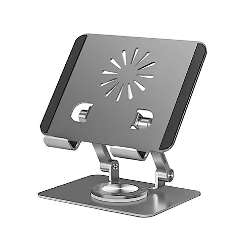 IOIUSKKU Tablet Halter einfarbiger Ersatz Hohle Wärmeableitung rotierende Faltbare Desktop Aluminiumlegierung Halterung Zubehör, Grau von IOIUSKKU