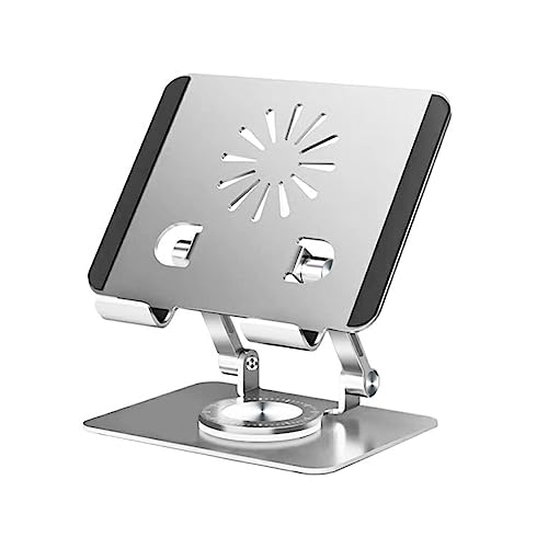 IOIUSKKU Tablet Halter einfarbiger Ersatz Hohle Wärmeableitung rotierende Faltbare Desktop Aluminiumlegierung Halterung Zubehör, Silber von IOIUSKKU