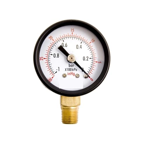 1-1/2" Universal-Druckmessgerät, schwarzer Stahl, 1/8" NPT unterer Sitz, 30HG/0PSI- von IONQXIDLD