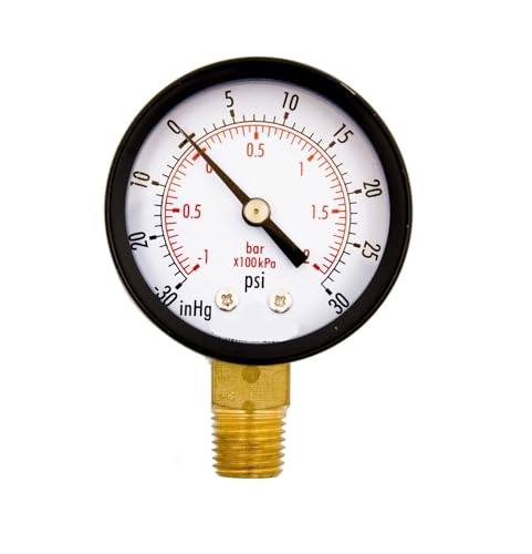 1-1/2" Universal-Druckmessgerät, schwarzer Stahl, 1/8" NPT unterer Sitz, 30HG/30PSI- von IONQXIDLD
