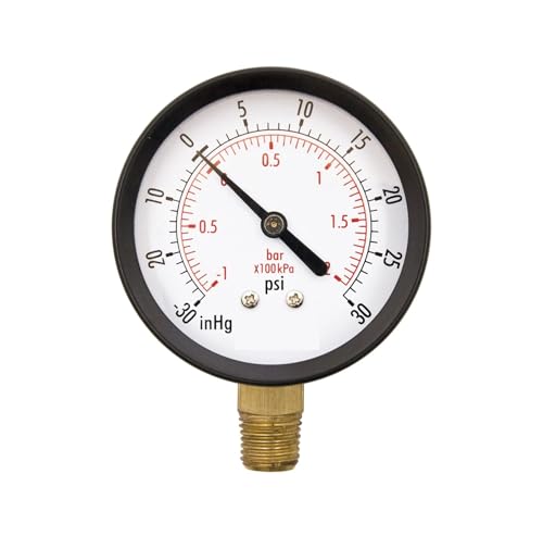 2-1/2" Universal-Druckmessgerät, 1/4" NPT unterer Sitz, schwarzes Stahlgehäuse, 30HG/30PSI- von IONQXIDLD