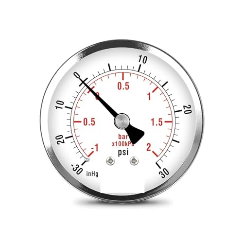 2-1/2" Vakuummeter - verchromtes Stahlgehäuse, 1/4" NPT-Rückseite, -30 mmHg/30 psi von IONQXIDLD