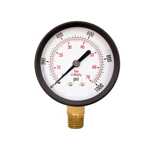 2-Zoll-Mehrzweck-Druckmessgerät, 1/4-Zoll-NPT-Untersitz, schwarzes Stahlgehäuse, 0-1.000 PSI- von IONQXIDLD