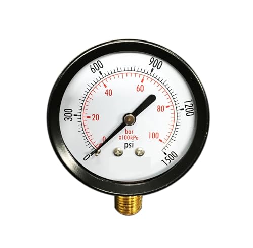 2-Zoll-Mehrzweck-Druckmessgerät, 1/4-Zoll-NPT-Untersitz, schwarzes Stahlgehäuse, 0-1.500 PSI- von IONQXIDLD