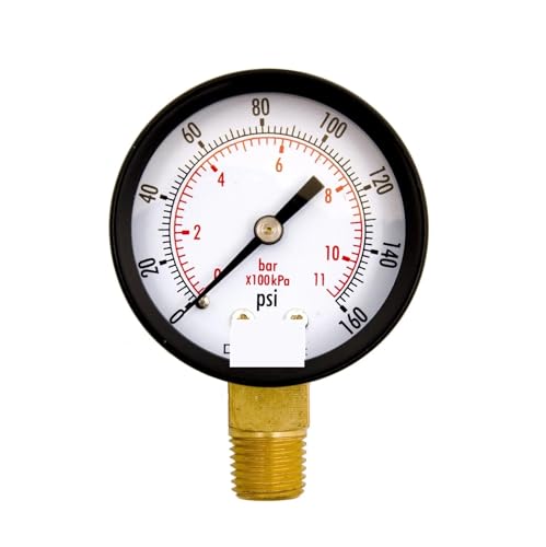 2-Zoll-Mehrzweck-Druckmessgerät, 1/4-Zoll-NPT-Untersitz, schwarzes Stahlgehäuse, 0-160 PSI- von IONQXIDLD