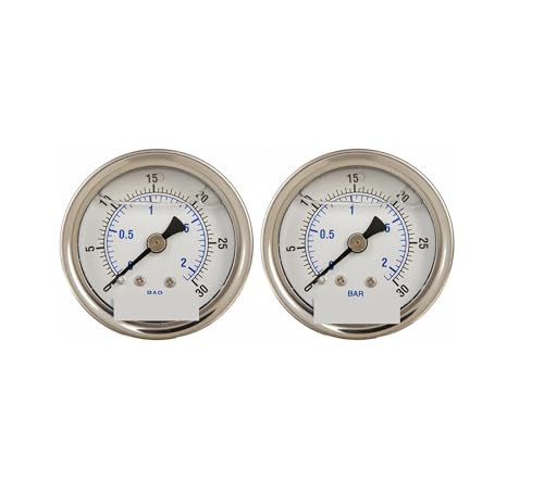 2er-Pack flüssigkeitsgefülltes Druckmessgerät 0–30 PSI, 2-Zoll-Zifferblatt, 1/4-Zoll-Rückmontage 2er-Pack flüssigkeitsgefülltes Druckmessgerät 0–30 PSI, 2-Zoll-Zifferblatt, 1/4-Zoll-Rückmontage von IONQXIDLD