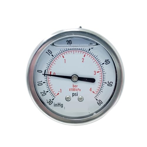 4" Kraftstoffdruckmesser, SS-Gehäuse, 1/4" NPT, mittlerer Rücksitz, 30HG/60PSI- von IONQXIDLD