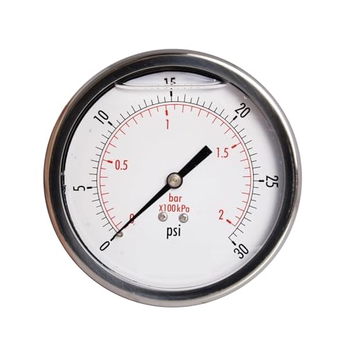 4" Öldruckmesser, SS-Gehäuse, 1/4" NPT, Mitte hinten, 0-30 PSI von IONQXIDLD