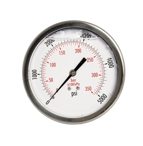 4" Öldruckmesser, SS-Gehäuse, 1/4" NPT, Mitte hinten, 0-5.000 PSI von IONQXIDLD