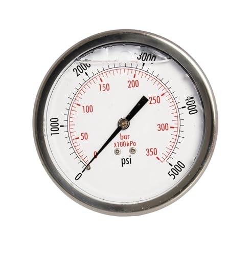 4" Öldruckmesser, SS-Gehäuse, 1/4" NPT, Mitte hinten, 0-5.000 PSI von IONQXIDLD