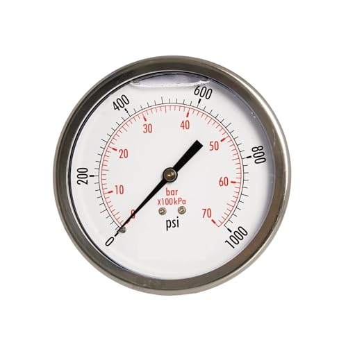 4" Öldruckmesser, SS-Gehäuse, 3/8" NPT, hinterer Sitz, 0-1.000 PSI von IONQXIDLD