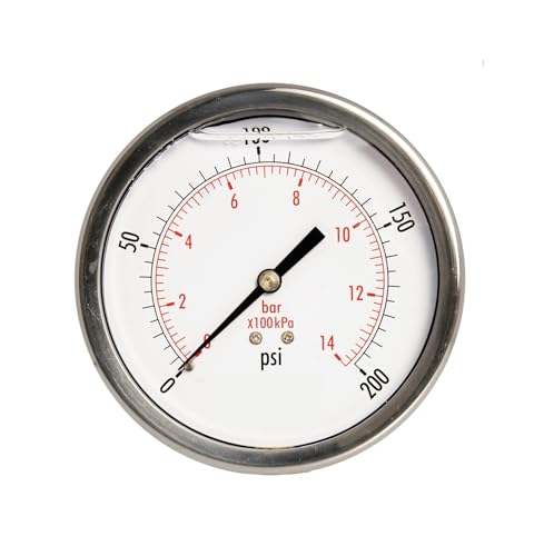 4" Öldruckmesser, SS-Gehäuse, 3/8" NPT, hinterer Sitz, 0-200PSI von IONQXIDLD