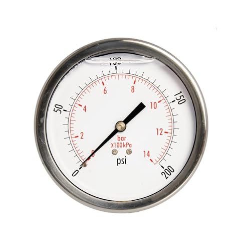 4" Öldruckmesser, SS-Gehäuse, 3/8" NPT, hinterer Sitz, 0-200PSI von IONQXIDLD