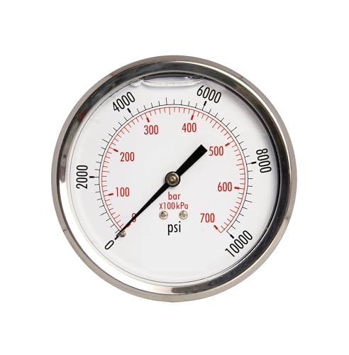 4-Zoll-Manometer, SS-Gehäuse, 1/4-Zoll-NPT, mittlerer Rücksitz, 0-10.000 PSI- von IONQXIDLD