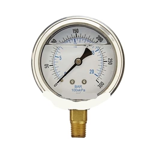 Druckmessung 0–300 PSI, 2,5 Zoll Fläche, untere Halterung 1/4 Zoll NPT von IONQXIDLD
