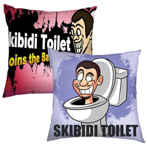 IOSCDH 2 Stück Kissenbezug, Skibidi Toilet Kissenbezug, Skibidi Toilet-Kissen, Quadratisch, Kissenhülle Haus Dekorativ Für Männer Frauen Wohnzimmer Schlafzimmer Sofa Stuhl Kissenbezüge 45X45cm von IOSCDH