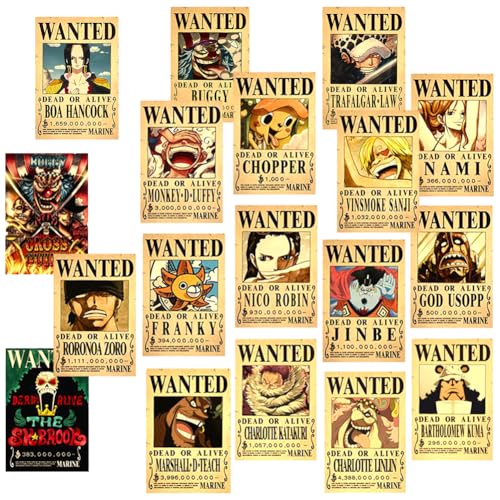 IOSCDH Anime Poster,20PCS Kopfgeld Gesucht Poster Anime Poster,O-ne-Piece Gesucht Poster,One Pie-ce Piraten Gesucht Poster,Kopfgeld Gesucht Poster,Poster Vintage（40cm*28.5cm） von IOSCDH