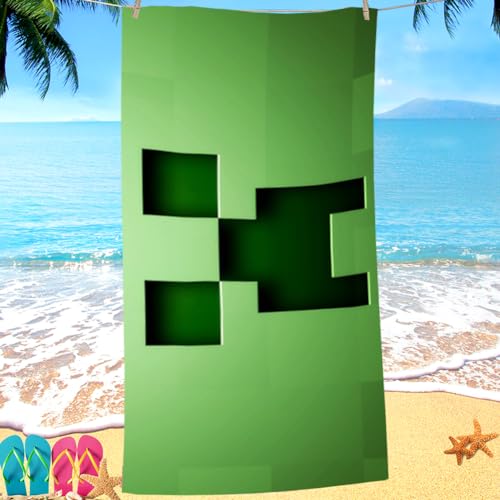 IOSCDH Mine-Craft-Strandtücher für Kinder, Mine-Craft Badehandtuch, 75 x 150 cm Mikrofaser Weich Karikatur Kids Badehandtuch, Mikrofasertücher, Handtuch für zu Hause oder den Urlaub am Meer(B) von IOSCDH