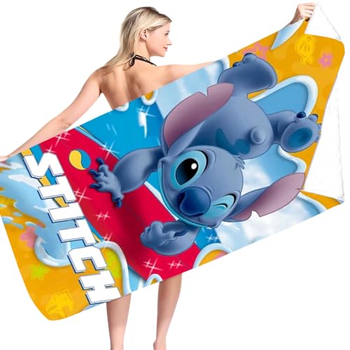 IOSCDH Sti-tch-Strandtücher für Kinder, Sti-tch Badehandtuch, 75 x 150 cm Mikrofaser Weich Karikatur Kids Badehandtuch, Mikrofasertücher, Handtuch für zu Hause oder den Urlaub am Meer(B) von IOSCDH
