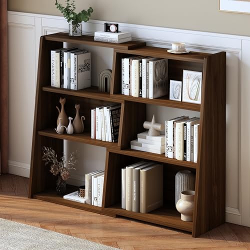 IOTXY Holzleiter-Regal, Bücherregal, 3-stöckig, breitenverstellbar, kurzes Bücherregal, 6 Würfel, Display-Aufbewahrungs-Organizer, für Heimbüro, Wohnzimmer, Küche, Schlafzimmer, dunkles Walnuss IOTXY Holzleiter-Regal, Bücherregal, 3-stöckig, breitenverstellbar, kurzes Bücherregal, 6 Würfel, Display-Aufbewahrungs-Organizer, für Heimbüro, Wohnzimmer, Küche, Schlafzimmer, dunkles Walnuss von IOTXY