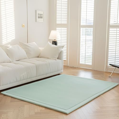 IOTXY Koralle Samt Teppich für Kinder - Samtmatte, krabbelteppich Baby, Krabbeldecke für kinderzimmer und Wohnzimmer, Hellgrün, 150 x 200 cm von IOTXY