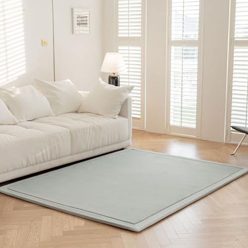 IOTXY Koralle Samt Teppich für Kinder - Samtmatte, krabbelteppich Baby, Krabbeldecke für kinderzimmer und Wohnzimmer, Silbergrau, 180 x 200 cm von IOTXY