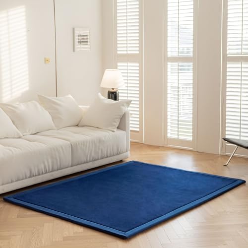 IOTXY Koralle Samt Teppich für Kinder - Samtmatte, krabbelteppich Baby, Krabbeldecke für kinderzimmer und Wohnzimmer. Dunkelblau, 150 x 200 cm von IOTXY
