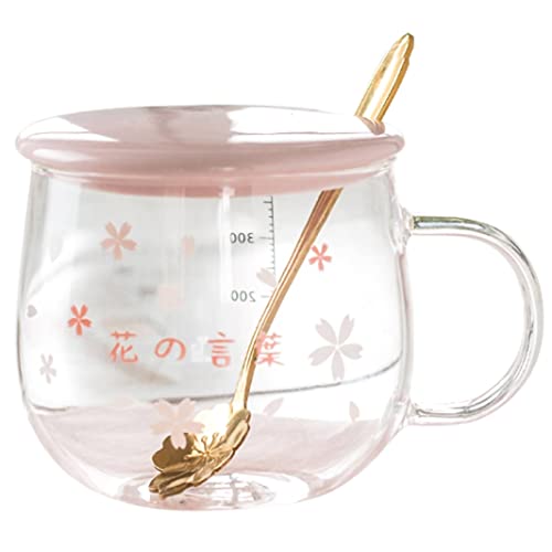 Sakura-Glas, kreative Gürteltasse, niedlich, hitzebeständig, transparente Tasse, Borosilikatglas, Kaffeetasse, Geschenk von IOYGOOD