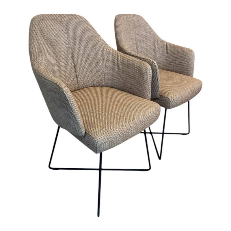 2er-Set Stuhl Flow Dining Stoff Dedar Lutetia Jute Dunkelbeige Drahtuntergestell... von IP Design