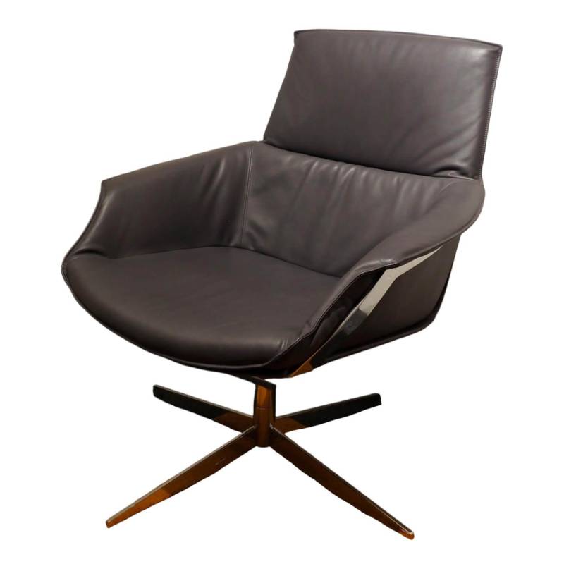 Sessel Bond Leder Space Schiefer Grau Drehbar von IP Design