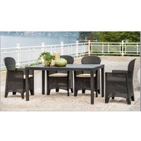 Gartentisch Portici, Rechteckiger Esstisch, Mehrzweck-Gartentisch in Rattan-Optik, 100 % Made in Italy, Cm 150x90h72, Anthrazit von IPAE PROGARDEN
