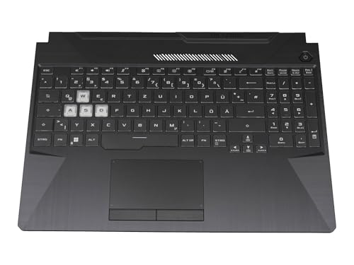Asus 90NR05V6-R31GE1 Original Tastatur DE (deutsch) schwarz/transparent mit Backlight für TUF Gaming A15 FA506QM von IPC-Computer