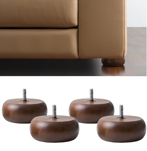 IPEA 4 x runde Füße für Möbel und Sofas – Set mit 4 Zwiebelfüßen aus Massivholz – Beine für Sessel Schränke – Farbe Walnuss Höhe 45 mm von IPEA