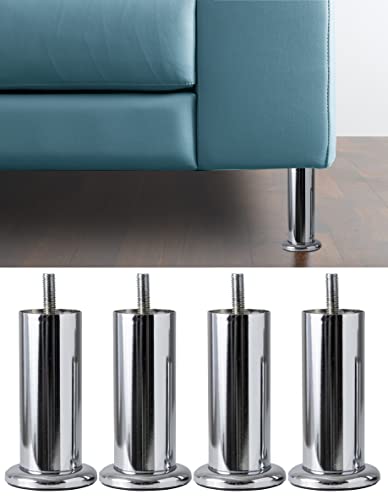 IPEA 4X Möbelfüße Sofa - Füsse Modell ACQUAMARINA – Höhe 120 mm – Füße im Eleganten Design für Sessel, Schränke, Betten - 4 Metall Beine aus Eisen – Mobelfusse Farbe Verchromt von IPEA
