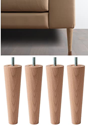 IPEA 4X Möbelfüße Sofa Füße aus Holz – Höhe 200 mm – Made in Italy – Fuße aus Rohholz fur Möbel, Sofas, Schränke – Beine in Kegelform Massivholz fur Sessel – Helle Farbe – 20 cm von IPEA
