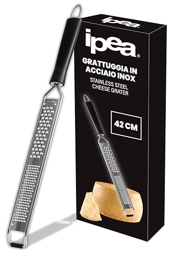 IPEA Flache und lange Käsereibe aus Edelstahl – 42 cm – Manuelle flache Reibe mit ergonomischem Griff zum Reiben von Käse, Zitrone, Zitrusfrüchten, Schokolade – spülmaschinengeeignet von IPEA