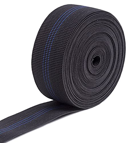 IPEA Gurt für Sofa, Stuhl, Polster, Sessel 10 Meter Länge Elastiches Gummiband Gurtband 3 Streifen Zugband für Sitz, Rückenlehne Elastizität 50% Breite 50 mm BS350T Schwarz von IPEA